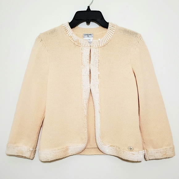 CHANEL Sweaters - CHANEL• Sequin Trim Knit Sweater Cardigan
